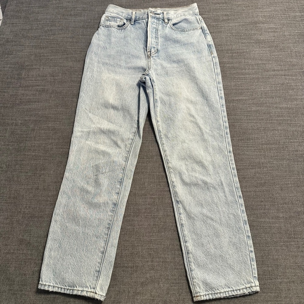 PacSun High Rise Straight Jeans Womens 24 Light Blue Button Fly Denim